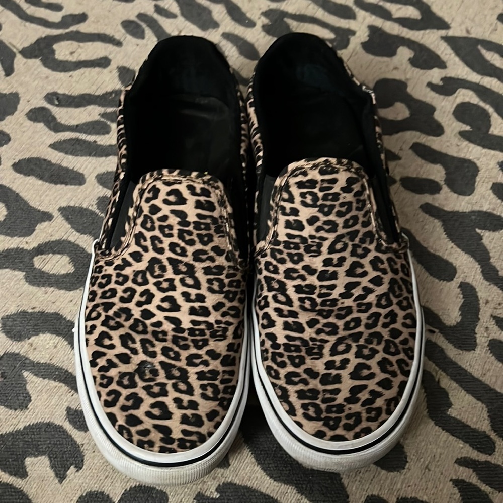 Leopard print slip on Vans